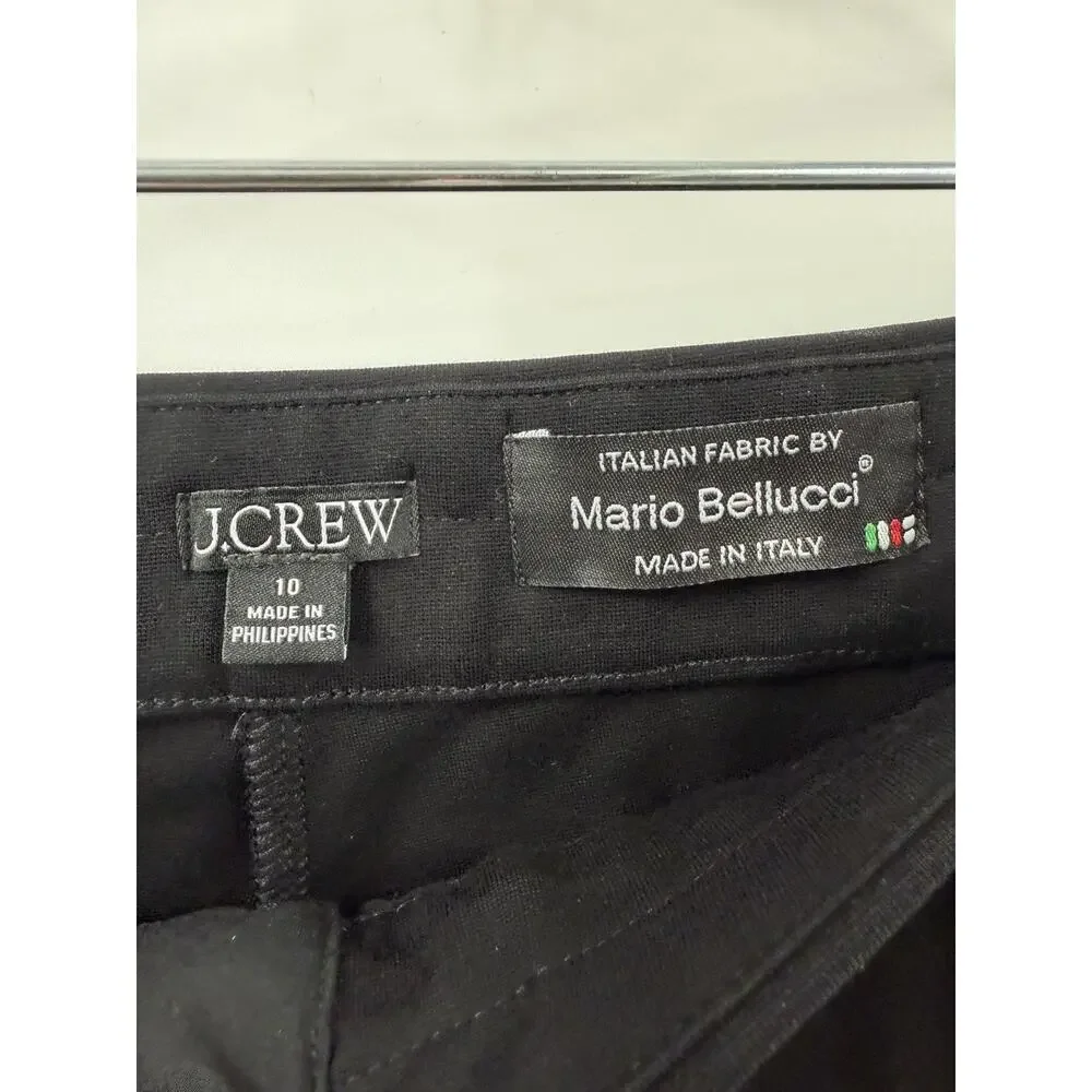 J.Crew Women’s Black Pleated Cropped Flare Trouser Pants Italian Fabric Size 10